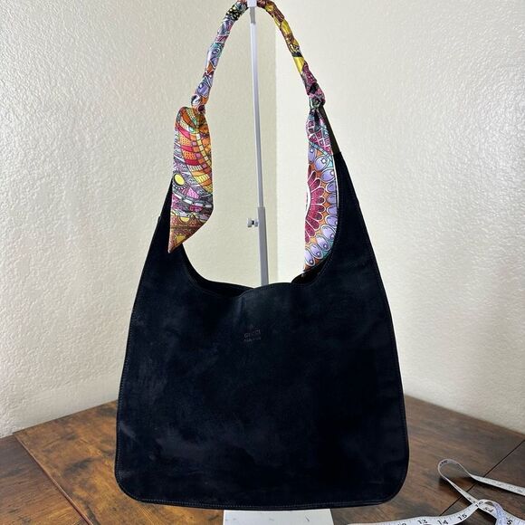 Gucci Suede Hobo Bag Black W/ Certificate of Authenticity - Picture 15 of 16